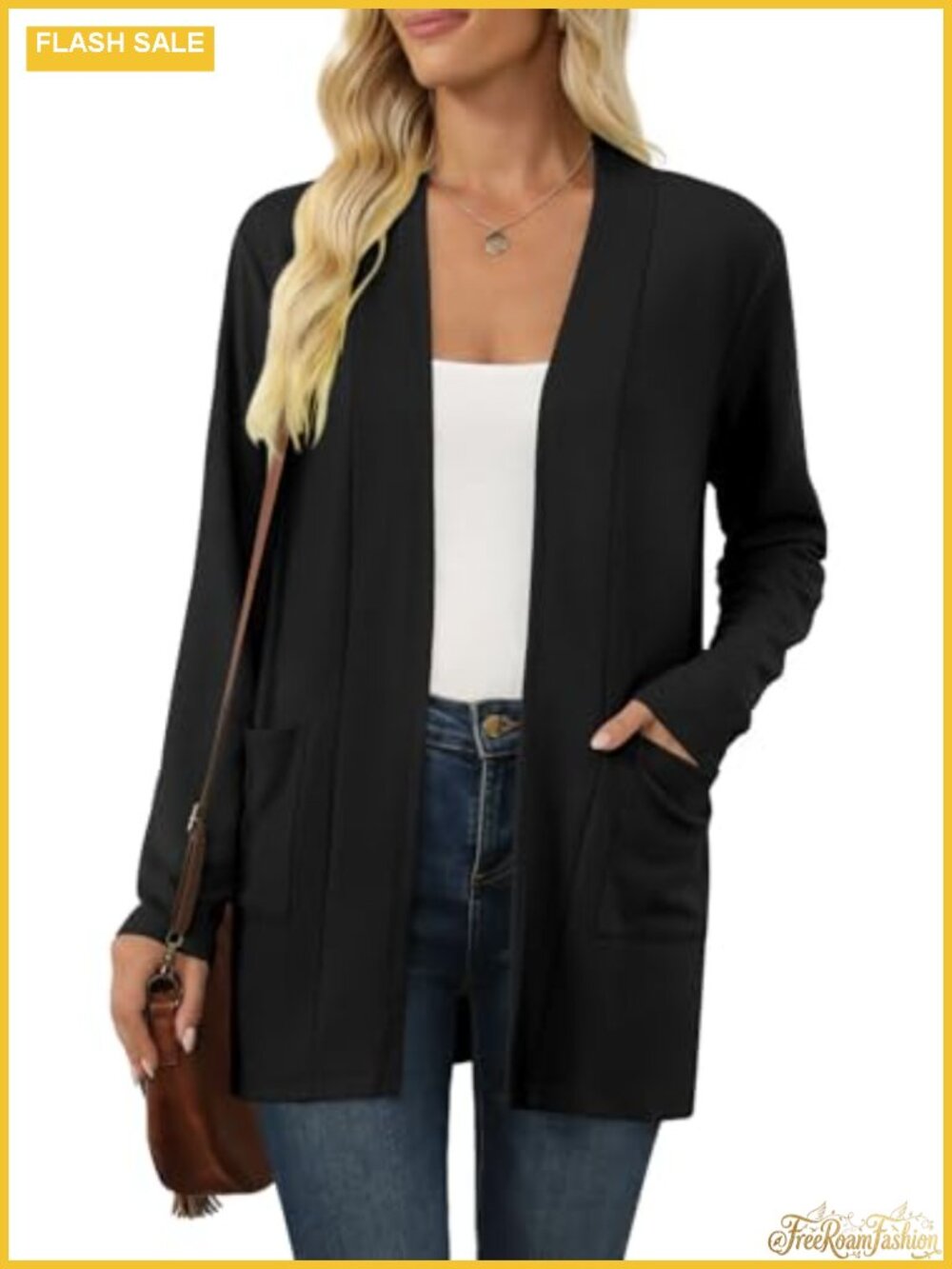 Women's Long Sleeve Lightweight Open Front Cardigan with Pockets